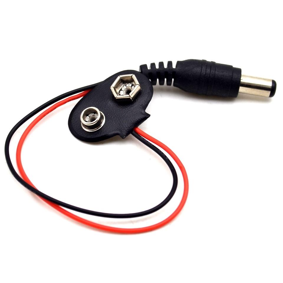 9V battery snap power cable with 5.5/2.1 DC jack