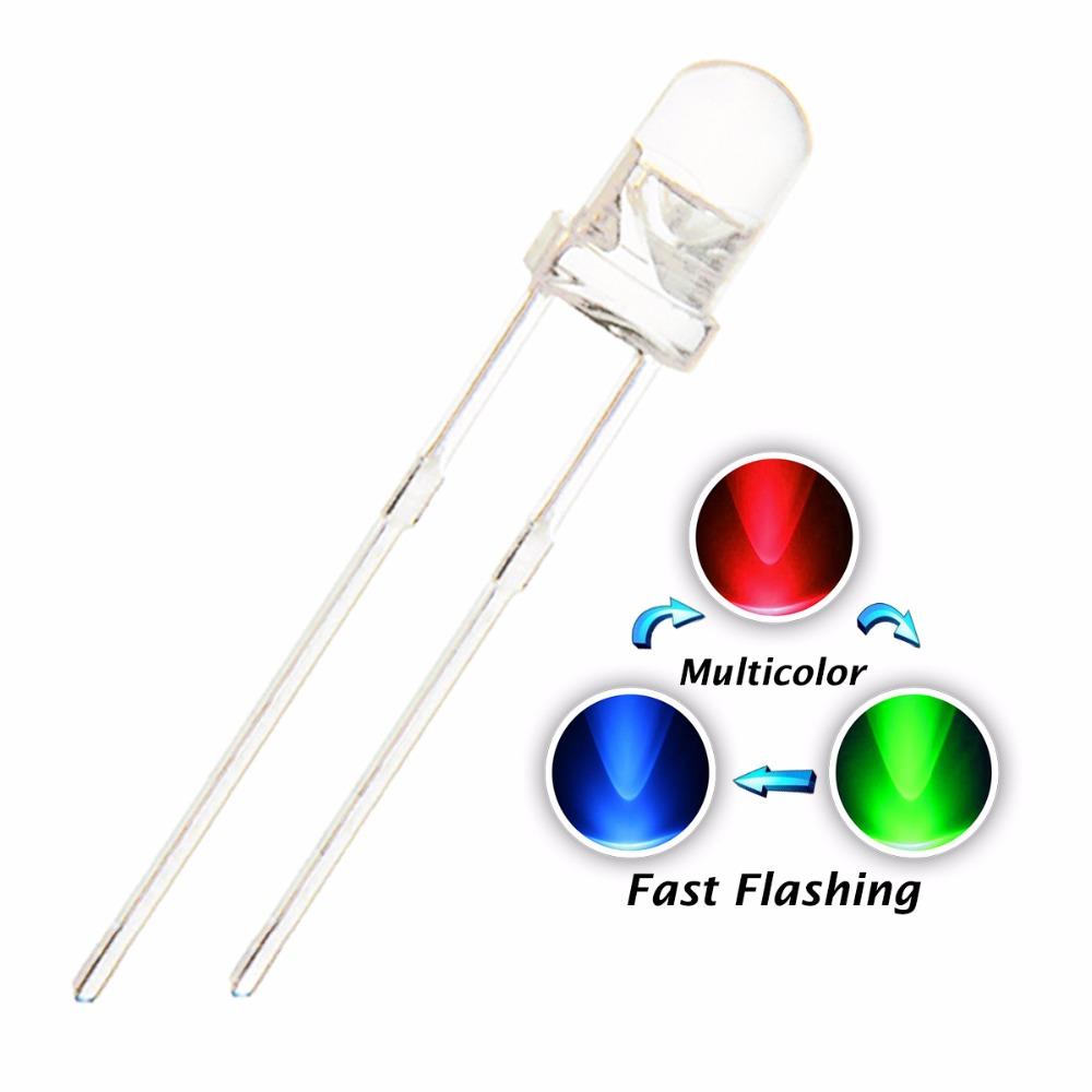 5mm RGB Fast Flashing Water Clear LED Lamp