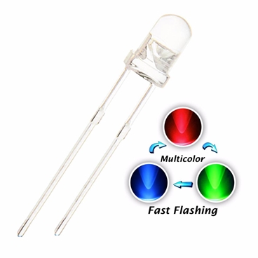 5mm RGB Fast Flashing Water Clear LED Lamp
